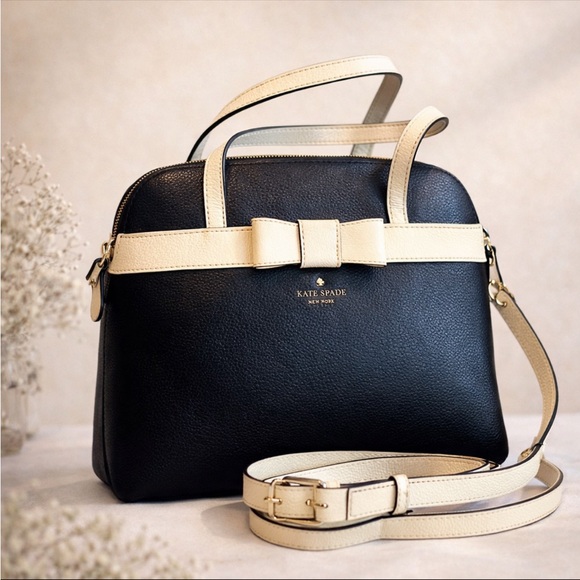 kate spade Handbags - Kate Spade Black and Cream Bow Bag